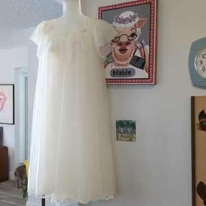 💕 Vtg VAN RAALTE Double Layer Chiffon Lingerie Nightgown & Peignoir Robe Set S